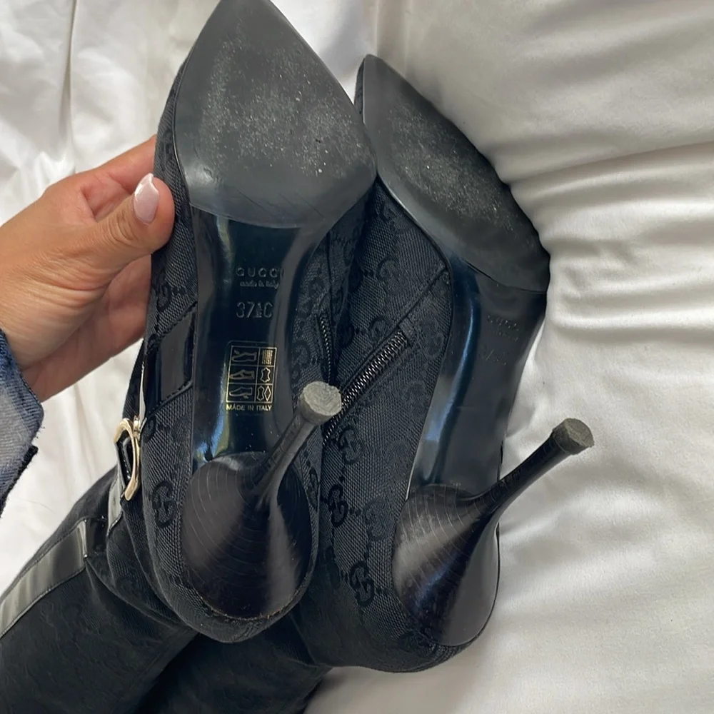 Gucci vintage GG monogram black cloth boots - Picture 14 of 16